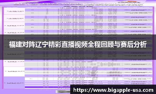 福建对阵辽宁精彩直播视频全程回顾与赛后分析