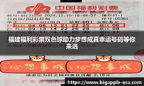 福建福利彩票双色球助力梦想成真幸运号码等你来选